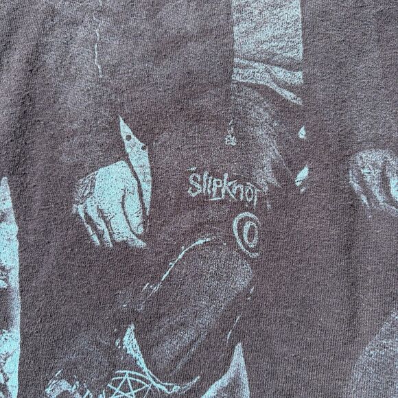 Vintage 00s Slipknot All Over Print Band Music Tour T-Shirt FLAWS - Picture 8 of 16